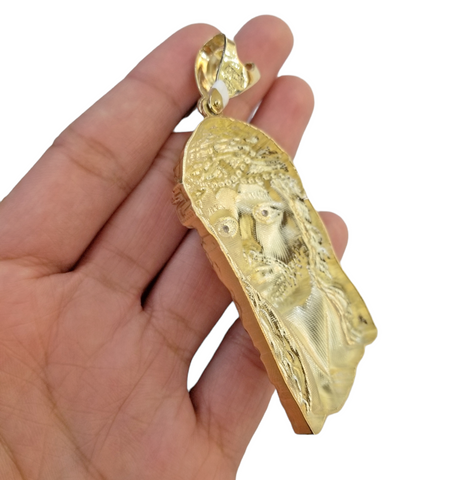 Real 10K Yellow Gold Jesus Pendent Charm 3" Inch 10kt Jesus Head