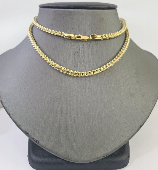 14K gold franco chain Necklace 3.5mm 26 Inch Diamond Cuts Two-tone Real 14KT men