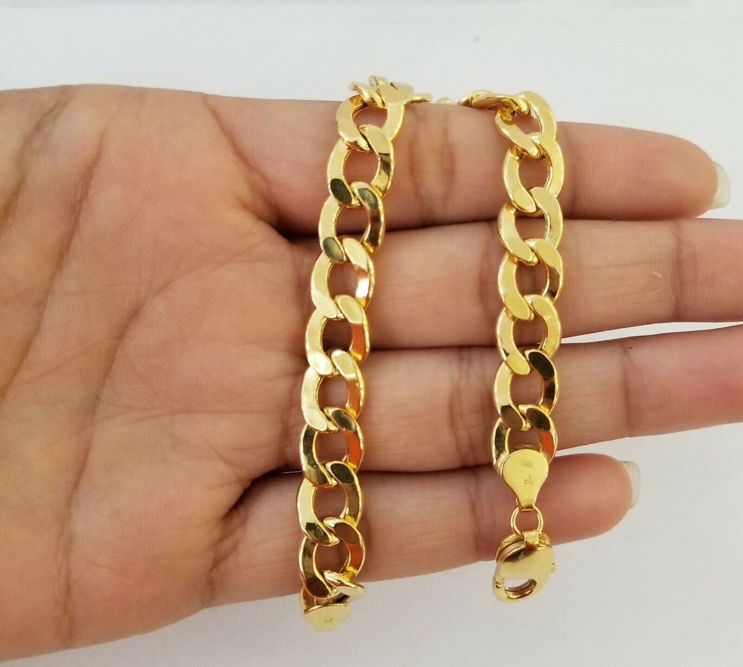 10k Yellow Gold Miami Cuban Bracelet 10mm Link 8 inch, Real gold hand chain 10kt