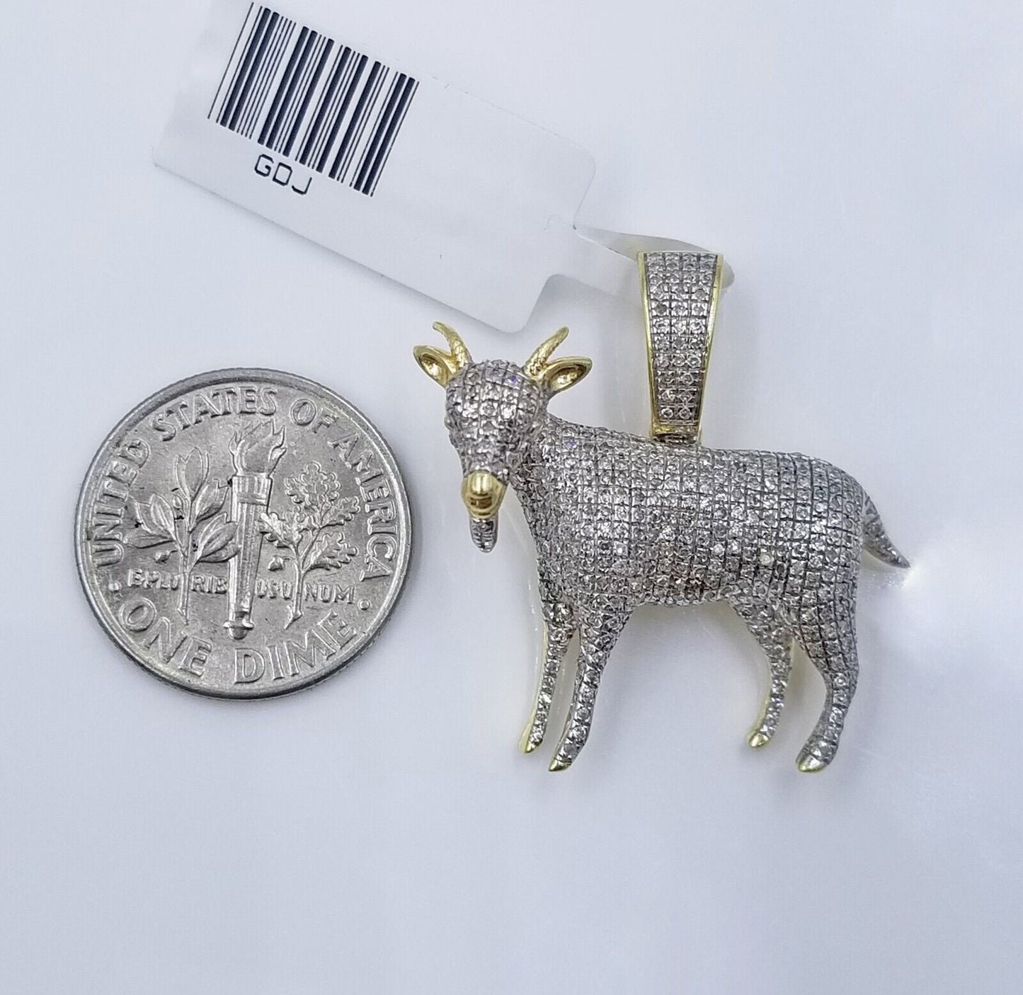 10k Yellow Gold Diamond GOAT Charm Pendant Real Greatest Of All Time