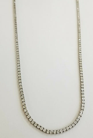 White Gold Finish Real Diamond 24" tennis necklace Chain