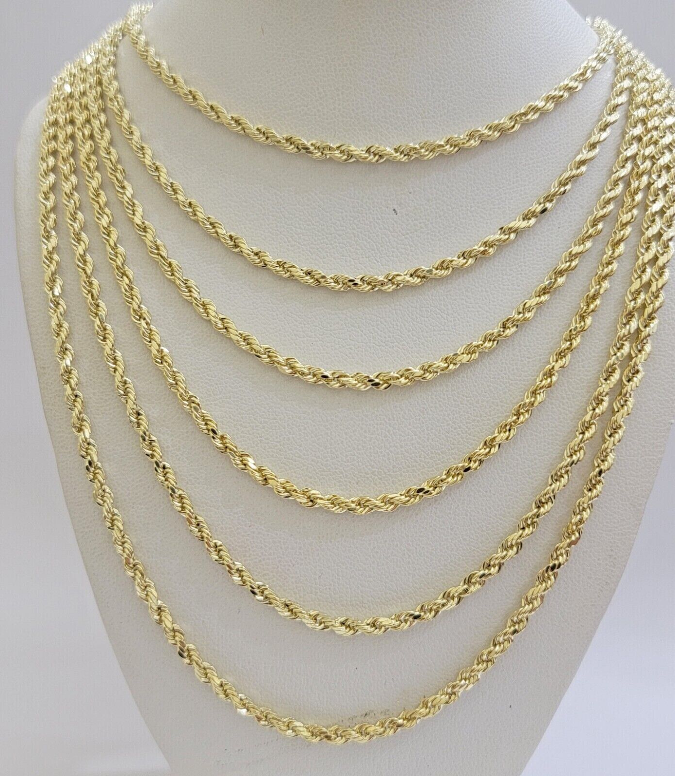 Real  14k Yellow Gold Rope Chain 3mm 26 Inches Ladies Necklace