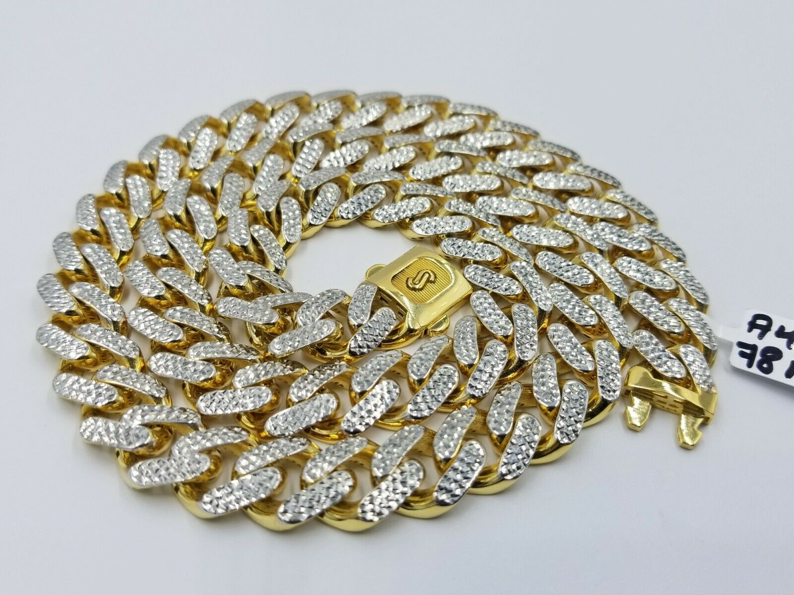 Real 10K 13mm Yellow Gold Royal Miami Cuban Monaco Chain Diamond Cut 24 Inches