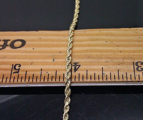 Real 10K Yellow Gold Rope Chain Necklace Diamond Cuts 20" Inch  2.5 mm New