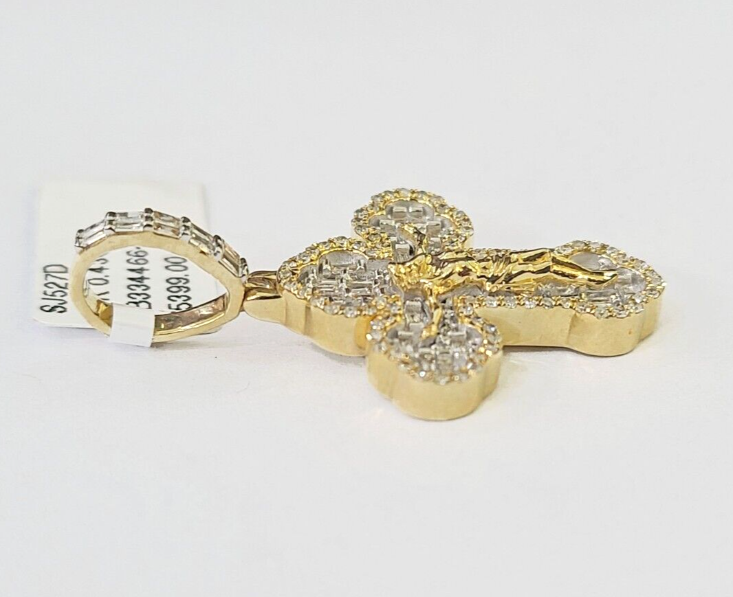 10k Yellow Gold Diamond Jesus Cross Charm Pendant Genuine Diamond Real