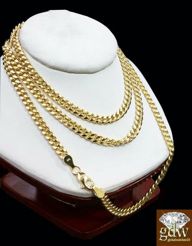 Real 10k Yellow Gold Miami Cuban Chain Necklace 20" 22" 24" 26" Inch Men Women
