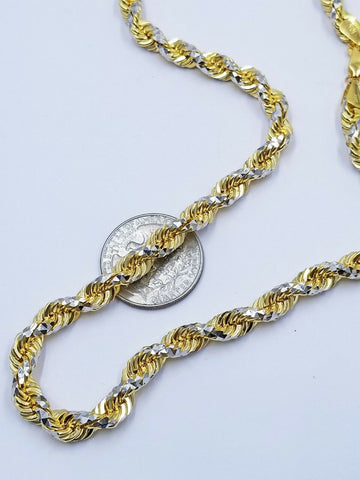 SOLID 10K Yellow Gold Rope Chain 7mm Diamond Cut Mens Necklace 20" -30" Unique