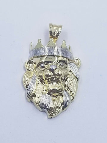 10k Gold Crown Lion Head Charm Diamond Cut 2.5mm 18" 20" - 26" Rope Chain