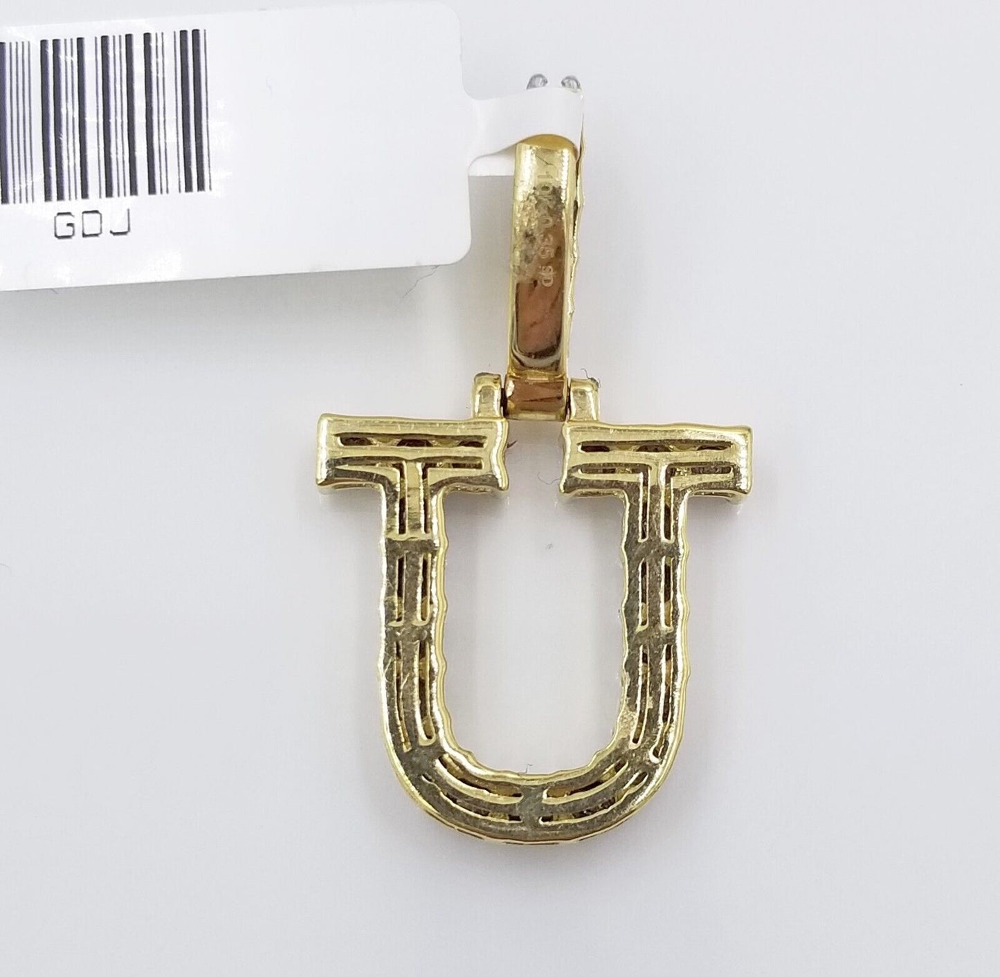 10k Yellow Gold Diamond Letter A-Z Initial Charm Pendant Real Diamond