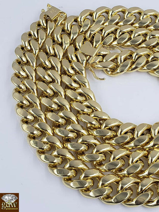 REAL 10k Yellow Gold Miami Cuban Chain Necklace 15mm 24" Inch Box Lock