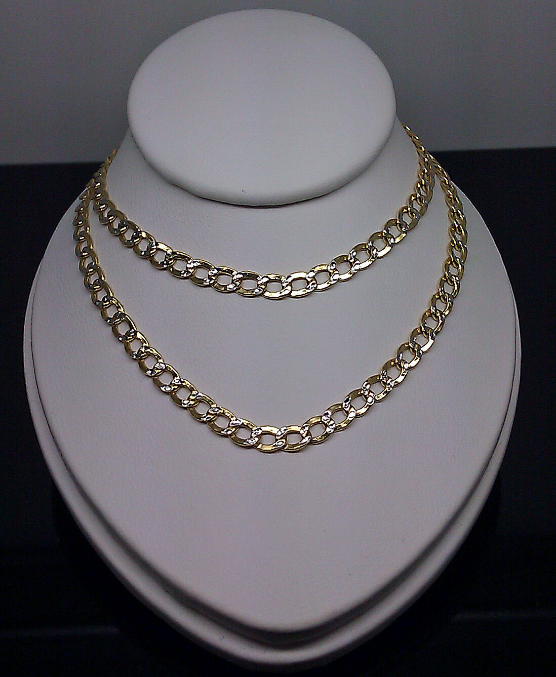 Real 10k Yellow Gold Link Chain With Diamond Cuts 4mm 24 Inches Men's Ladies N