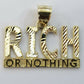 10k Yellow Gold RICH Or Nothing Charm Diamond Cut Pendant For Men Women Real