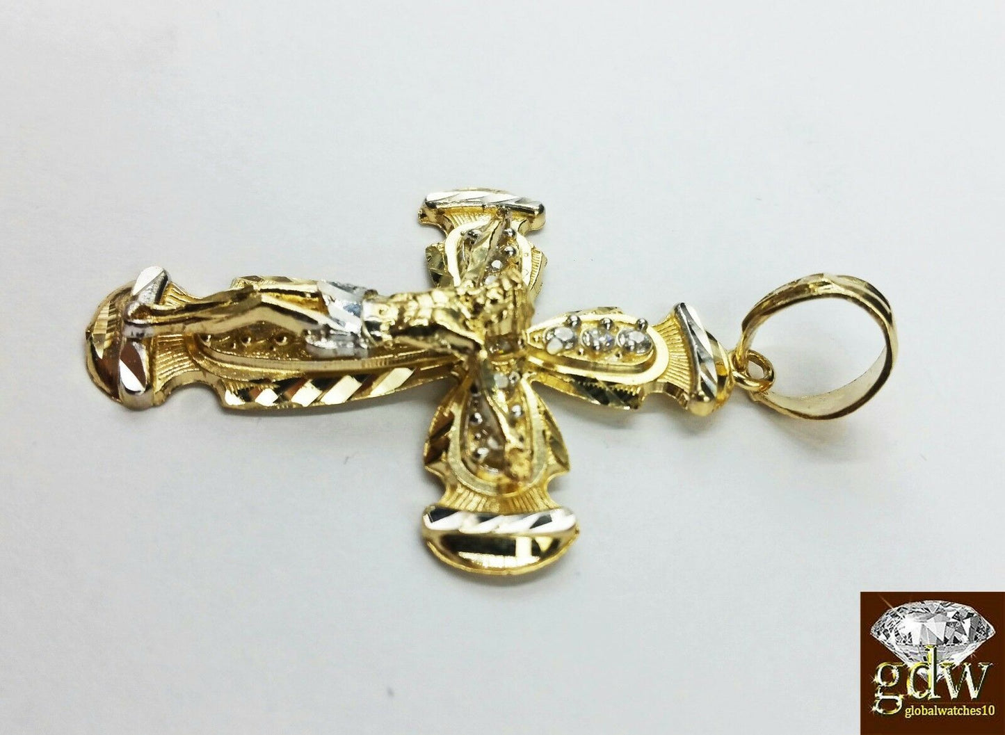 10k Yellow Gold  nugget Cross 26"  Inches Miami Cuban Chain