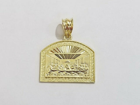 Real 10k Gold Last supper Charm Rope 2.5mm Chain Pendant ,18 20 22 24 26 28 Inch