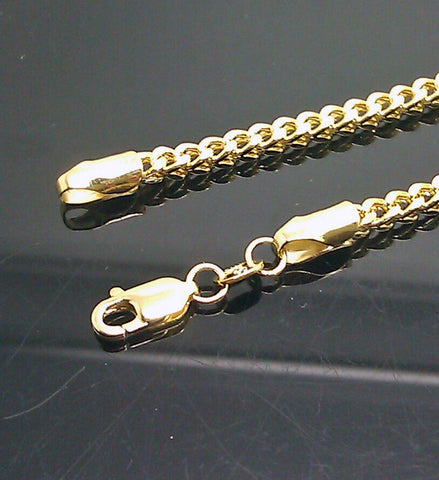 Men's 10K Yellow Gold Franco Chain 4mm, 30Inches Long A29B5 Italian, Cuben, Rope