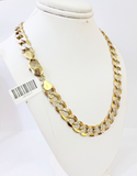 Real 10k Yellow Gold Cuban Curb Link Chain 10mm gold with diamond cuts