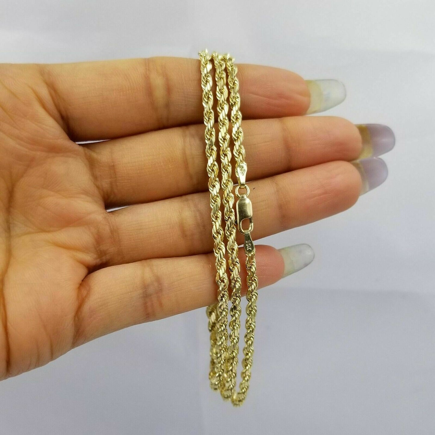 10k Gold Rope Chain 2-8mm Necklace 16"-30" men women Diamond cut REAL 10kt