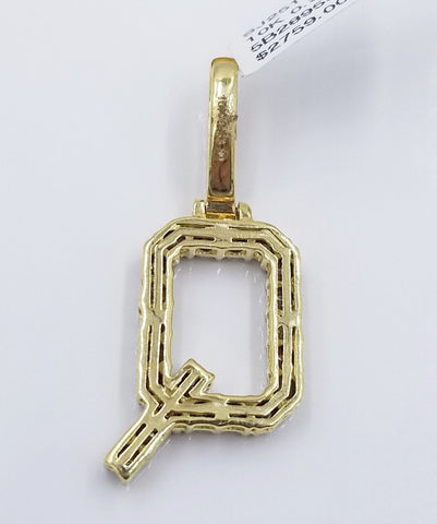 10k Yellow Gold Diamond Letter A-Z Initial Charm Pendant Real Diamond