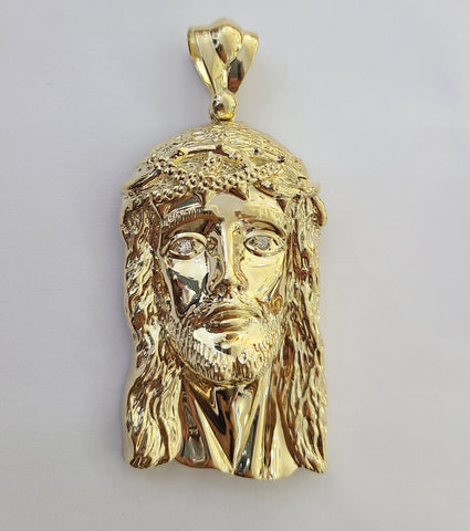 Real 14k Yellow Gold Jesus Head Charm Pendant 3" Inch Jesus face 14kt gold Charm