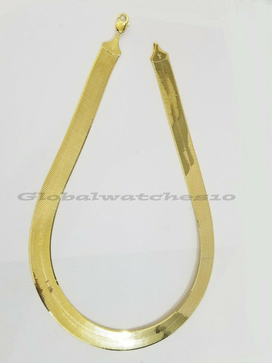 Herringbone Chain Real 10k Yellow Gold 18" 15mm Necklace Lobster lock