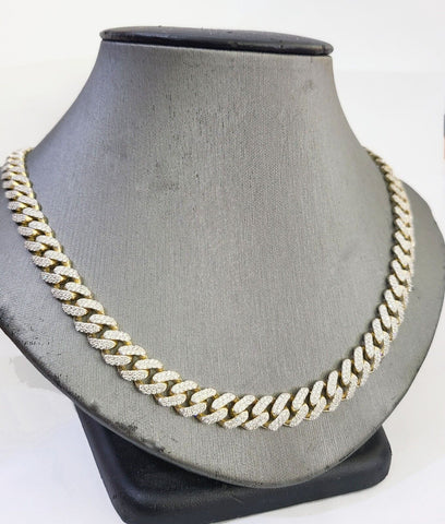 Solid 10k Yellow Gold Diamond Chain Miami Cuban Link 18 inch 9mm REAL