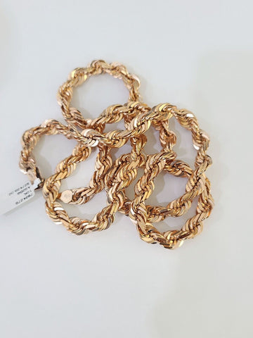 10k Solid Rose Gold Rope Chain Necklace 24" Inches 6mm Diamond Cut