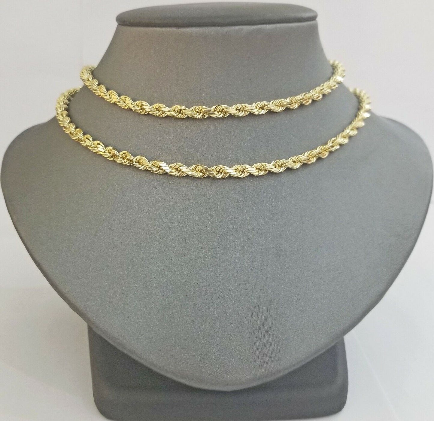 Real 14K SOLID Yellow Gold Rope Chain 4.5mm 26 Inches necklace Lobster Lock 14kt