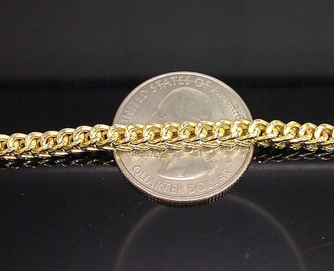 Real 10k Yellow Gold Franco Ladies Women Bracelet 8" Inch 3.5mm Rope Cuban Gift