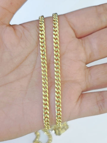 10k Yellow Gold Miami Cuban Chain & Dollar Charm \ Pendent SET 3mm 22 Inches