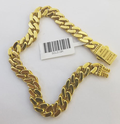10K Yellow Gold Royal Monaco Cuban Bracelet Diamond Cuts 8" 8mm Real 10kt,Unique