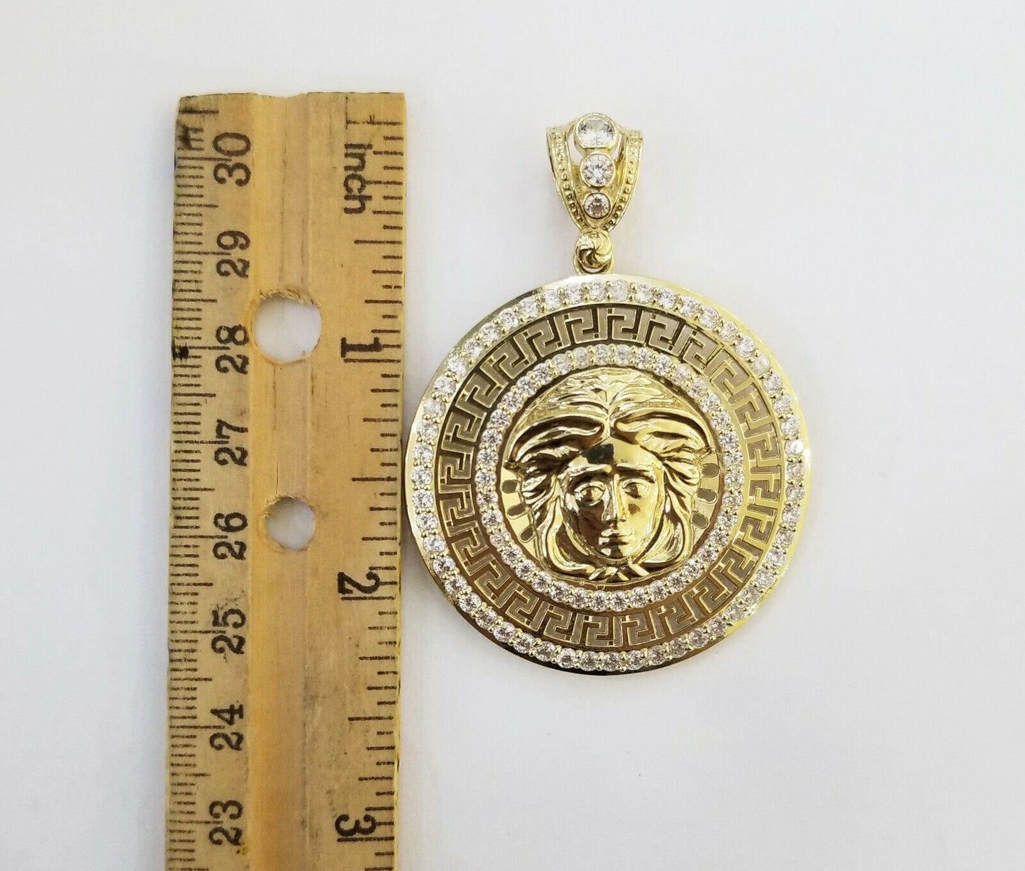 10k Yellow Gold Round Circle Charm Pendant 2 Inches 10kt gold