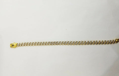10K Yellow Gold Monaco Chain Bracelet 8mm Diamond Cut 8.5 " Long, 10kt