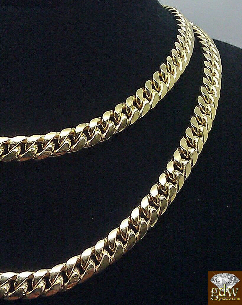 Men Women REAL 10k Gold Cuban link chain Necklace 8 mm 20" Inch Box Clasp