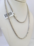 Real 10k Palm Chain White Gold 3mm 22" Necklace Men Women Real Genuine