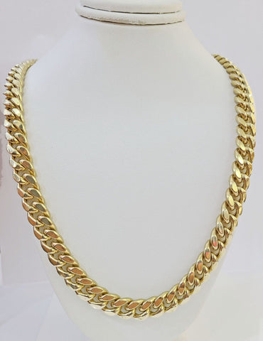 Real 14k Gold Miami Cuban Link Chain Necklace 10mm 20 inches Box lock 14kt