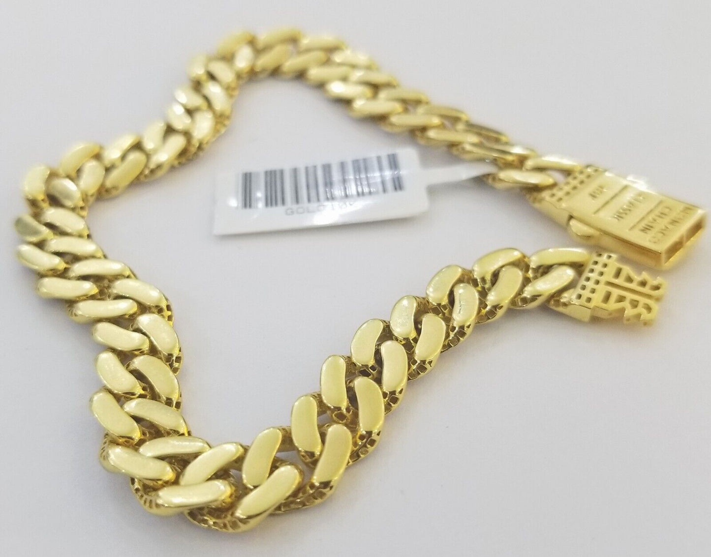 10K Yellow Gold Royal Monaco Cuban Bracelet Diamond Cuts 8" 8mm Real 10kt,Unique