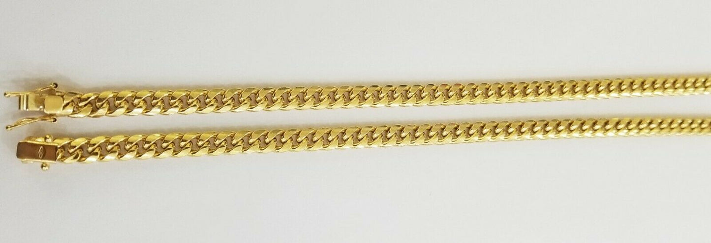 Real 10k Yellow Gold chain Miami Cuban Link necklace 6mm Mens 10kt 22" Box Lock