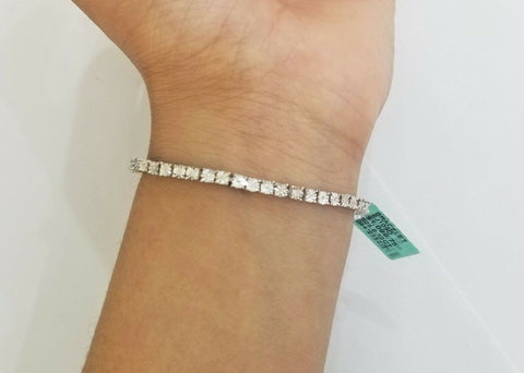 925 Sliver Bracelet with Real Diamond Women 7" tennis bracelet