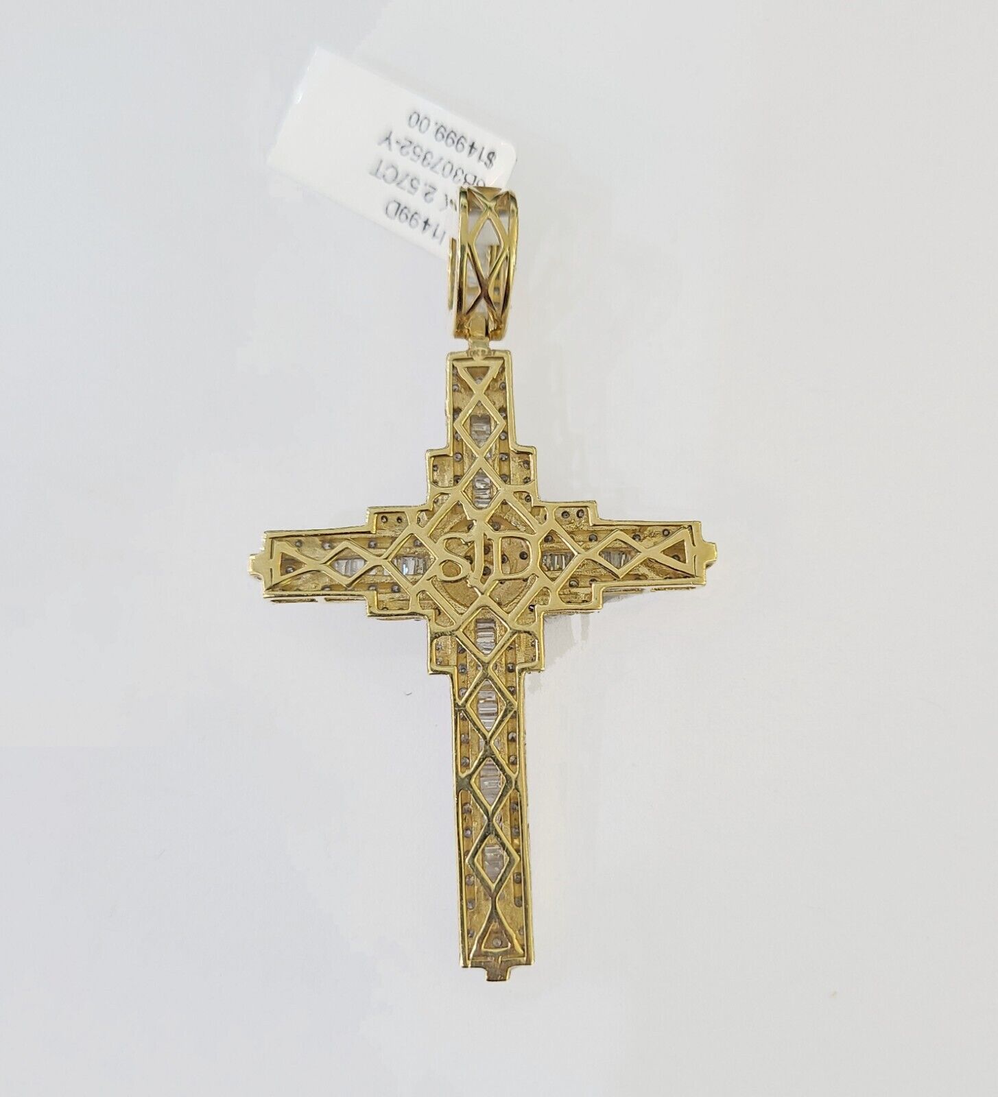 10k Yellow Gold Diamond Jesus Cross Charm Pendant Genuine Diamond Real