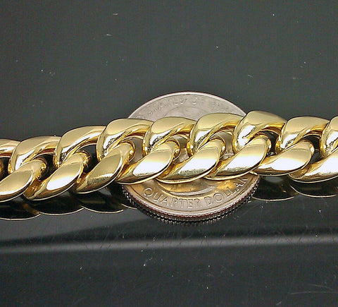 Real 10k Men Yellow Gold Thick Miami Cuban Bracelet 11mm 9 Inch BOX LOCK