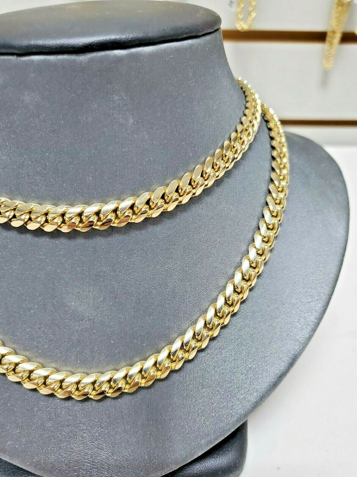 SOLID 10k Yellow Gold cuban Chain 7mm 28" Inch Box Clasp Miami cuban Necklace