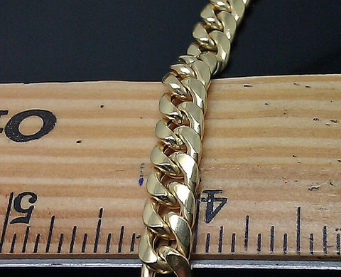 10k Gold Chain Men Women Solid Miami Cuban Necklace 7.5mm 17" Box Lock