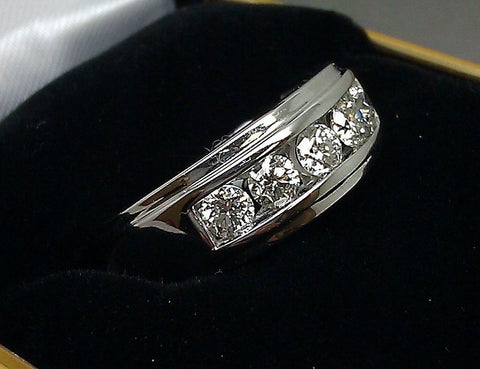 Mens 14k White Gold 1CT Diamond Band Solitaire Ring Wedding Engagement REAL , 10