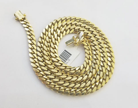 Solid Real 10k Gold Chain Miami Cuban Link 6mm Box Lock 22" Yellow Gold Necklace