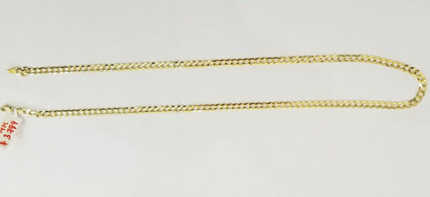 Solid REAL Yellow Gold 14k Cuban Curb Link necklace 22 inch gold chain 4mm 14kt