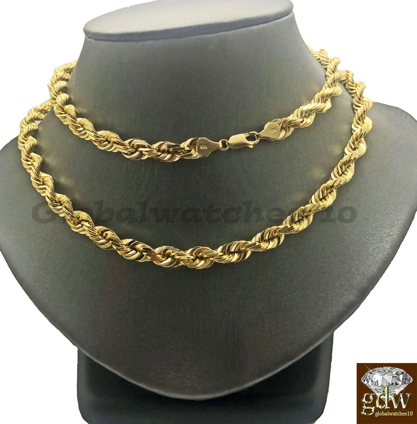 10K Gold Solid Rope Chain Necklace 26 Inch Lobster Clasp for Men Real 10k Gold