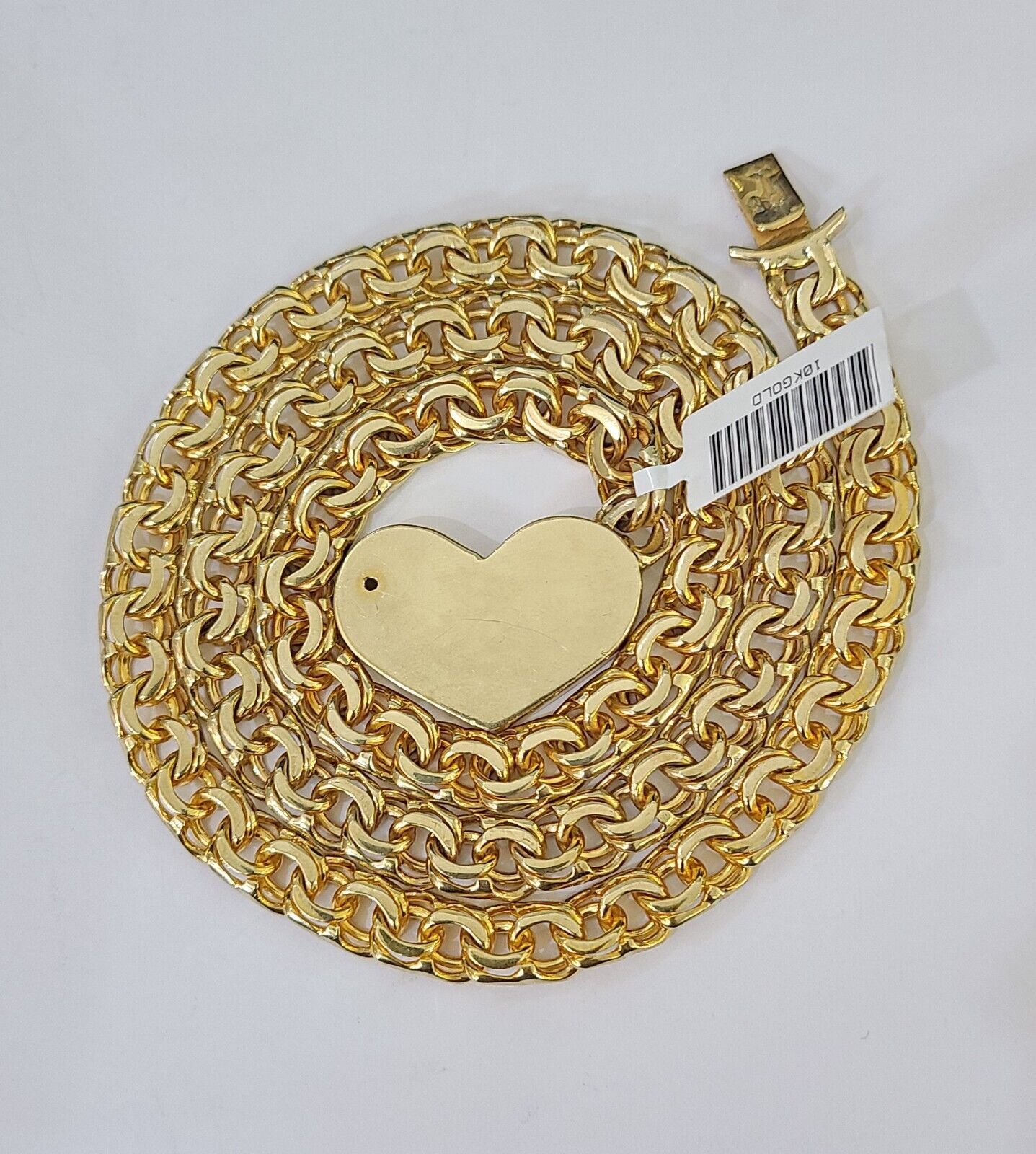 Real 10k Gold Chino Heart ID Chain 7mm 22Inch Yellow necklace Real gold