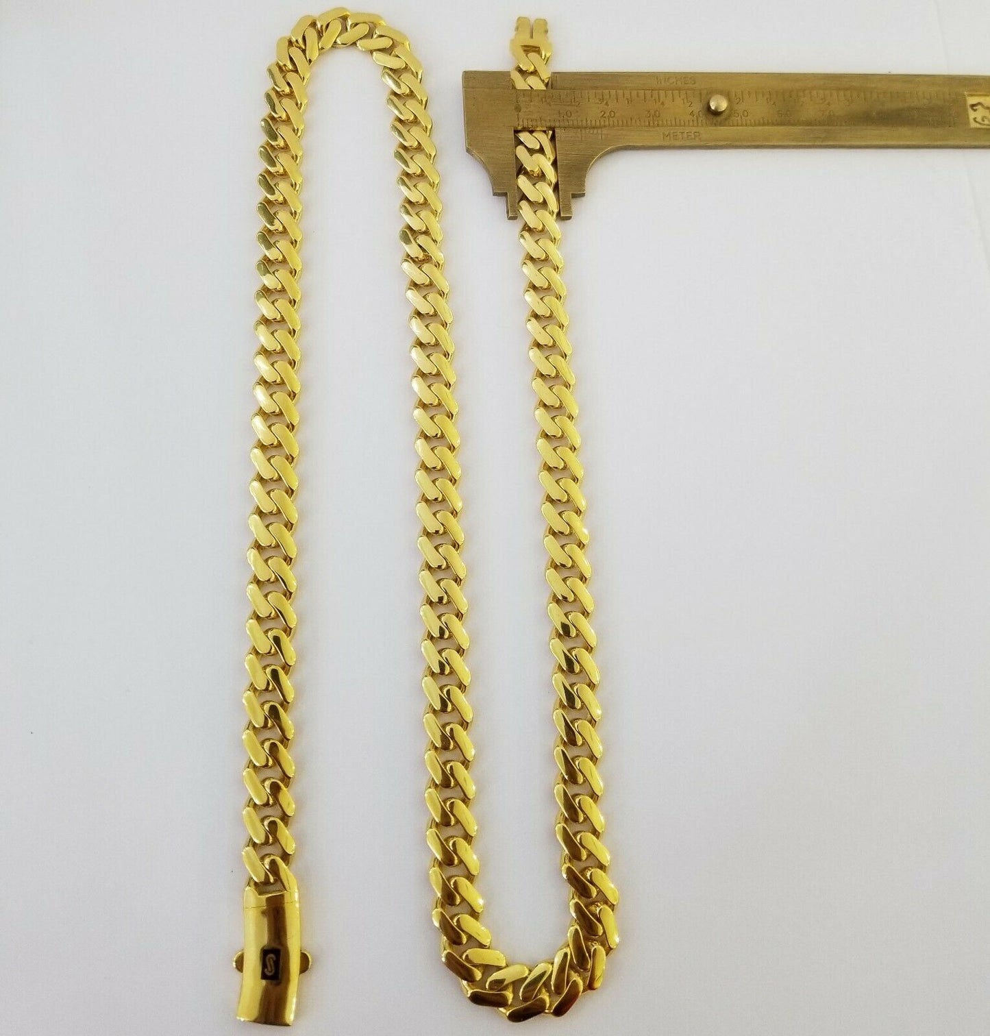 Real 10k Gold Miami Cuban Link Royal 8mm Monaco chain and Bracelet Set ,Necklace