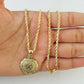 10k Yellow Gold Aztec Calendar charm and 3mm rope chain ,10kt Real Gold set