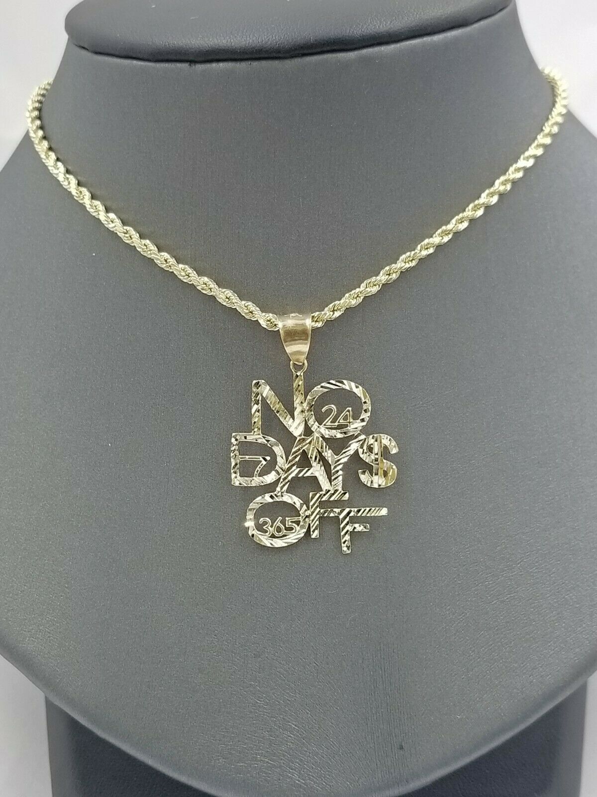 10k Yellow Gold No Of Days Charm Diamond Cut Pendant Men Women 365 7 24 DWM